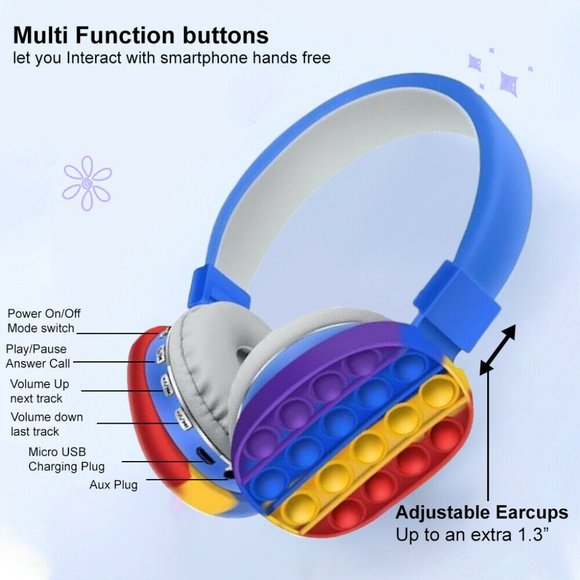Pop It Headphones For Kids Toy Fidget Wireless Headphones - Picture 4 of 6